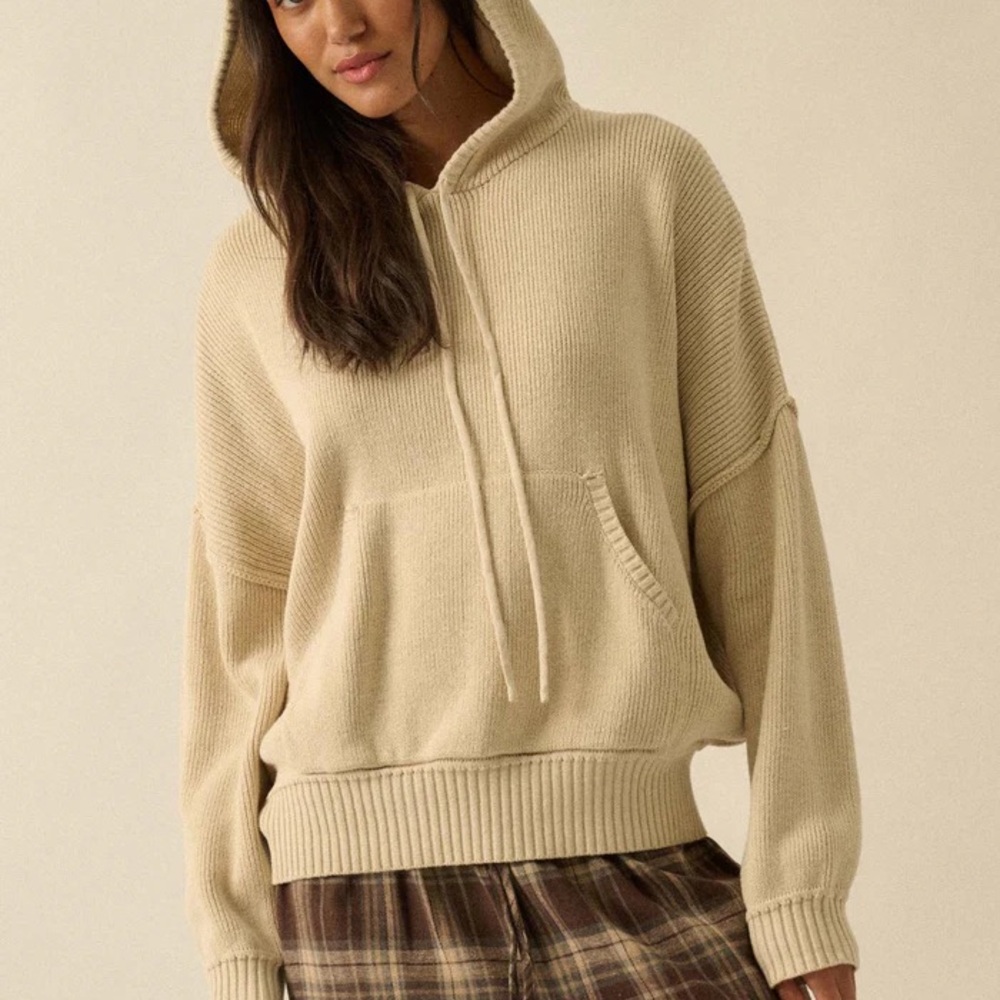 Fashion Nova Cream Knit Hoodie